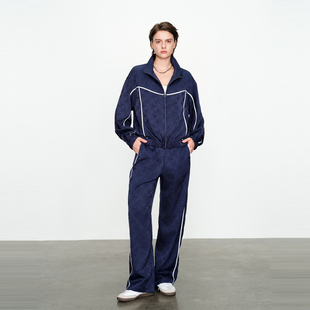 婉甸2025春季新品黛青色提花长袖外套原创设计风1241O24SX4