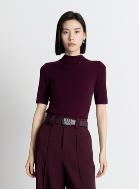 婉甸2025年秋季新品酱紫色半领毛织套头衫1243W02DM4