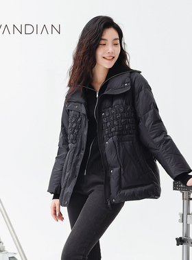 婉甸冬季新品黑色紫色短款羽绒服1234D12DM3 1234D12RX3