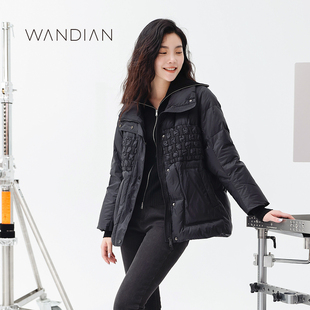婉甸冬季新品黑色紫色短款羽绒服1234D12DM3 1234D12RX3