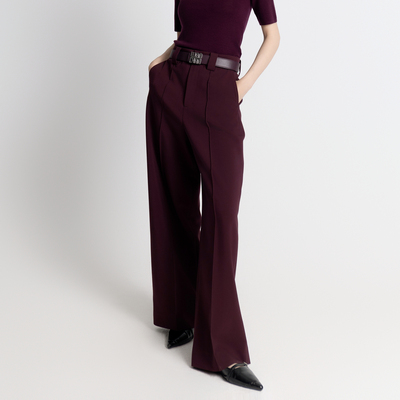 婉甸2025年秋季新品酱紫色阔腿裤1243P17DM4