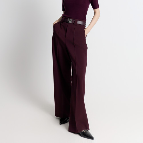 婉甸2025年秋季新品酱紫色阔腿裤1243P17DM4