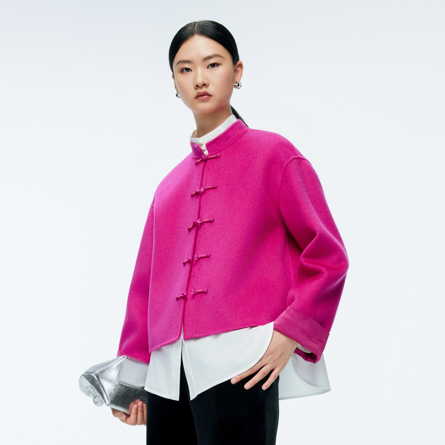 婉甸2025年冬季新品荧光玫瑰紫双面呢短外套1244E01DM1,女装/女士精品,毛呢外套,淘宝优惠券,粉丝福利购,淘宝优惠卷