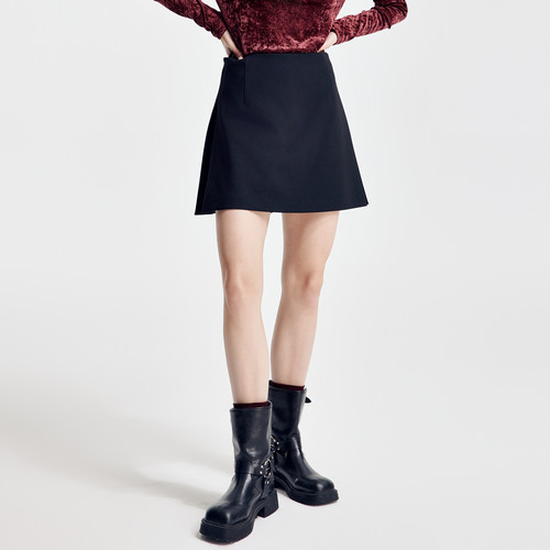 婉甸2026春季新品黑灰色A型短款裙裤高腰简约风1251K14YJ1