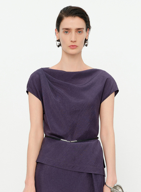 婉甸2026夏季新品琉璃紫醋酸套头上衣1252H25YD5
