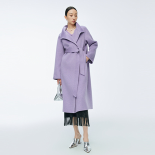 奶油白双面呢大衣1244C02GS4 柔光紫 婉甸2025年冬季 新品