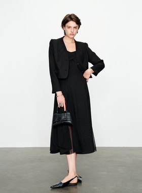 婉甸2025春季新品黑色两件套连衣裙通勤风1241N08MS2