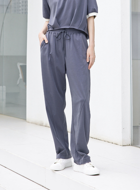 婉甸2025夏季新品岩石灰色针织汗布长裤休闲裤1242P21RS4