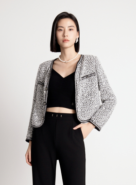 婉甸2025年秋季新品黑白色珠片外套1243O08RJ3