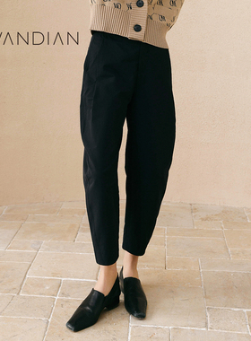 婉甸秋季新品日常上班黑色香蕉裤下装1233P01RS1