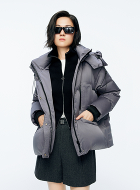 婉甸2025年冬季新品岩石灰/活力粉中长款羽绒服1244D11GS3