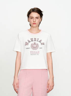 婉甸2025春季新品象牙白短袖T恤甜美风1241T04RX3