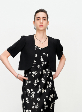 婉甸2025夏季新品黑色单外套短款西装外套1242O09YT3