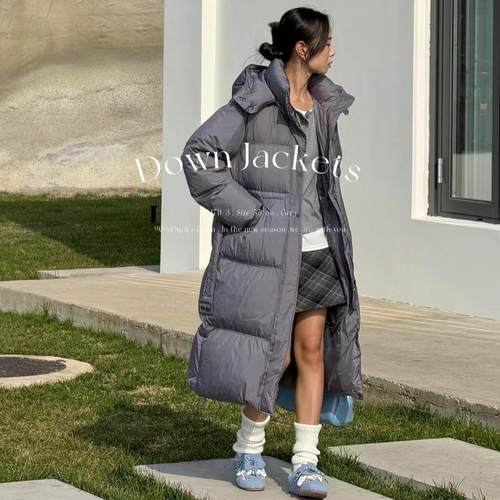 韩版新款 长款羽绒服711-3鸭绒大毛领 时尚修身系腰羽绒服300克