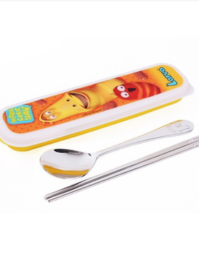 韩国进口钢铁侠 LARVA儿童臭屁虫爆笑的虫子勺叉 带盖漱口杯 现货