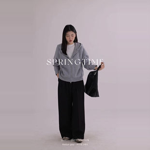 春季 女羊毛针织衫 韩版 新款 上衣2487连帽拉链简约休闲女装 针织衫