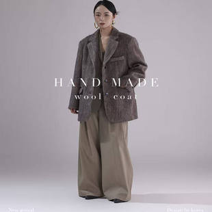 领休闲洋气通勤气质女装 韩版 外套643西装 棉羊毛短款 羊毛外套 新款