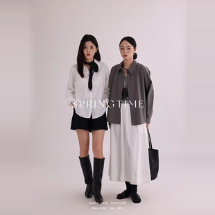 纯棉纯色女士衬衫 新款 2496 简约休闲百搭女装 韩版 纯棉衬衫 春季