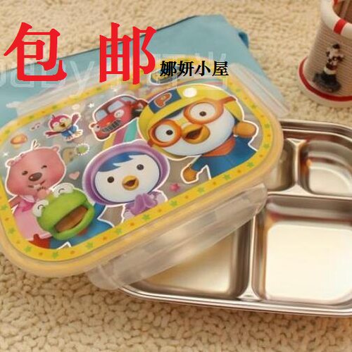 pororo小企鹅不锈钢方便携带餐盘