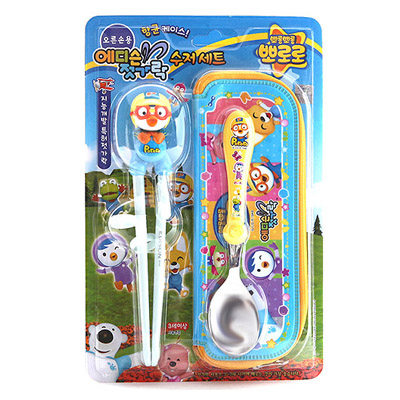 韩国托马斯 小企鹅 冰雪奇缘迪士尼公主 学习筷套装 勺子盒