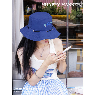 MhappyManner原创夏日渔夫帽双面遮阳防晒帽新款百搭可收纳休闲帽