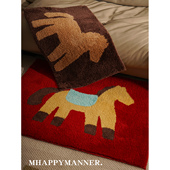 MhappyManner原创红棕小马加厚植绒家用进门地垫浴室防滑卧室地毯