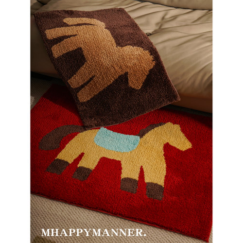 原创家用小马植绒地垫地毯