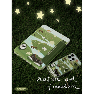 MhappyManner原创设计旷野自然小羊适用于ipad磁吸保护壳y型带搭扣air67平板套pro11寸 三折可拆卸