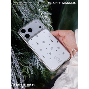 MhappyManner原创镜面冬日雪花手机壳 适用于苹果17promax iphone17pro 16 pro/15pro全包软边手机套