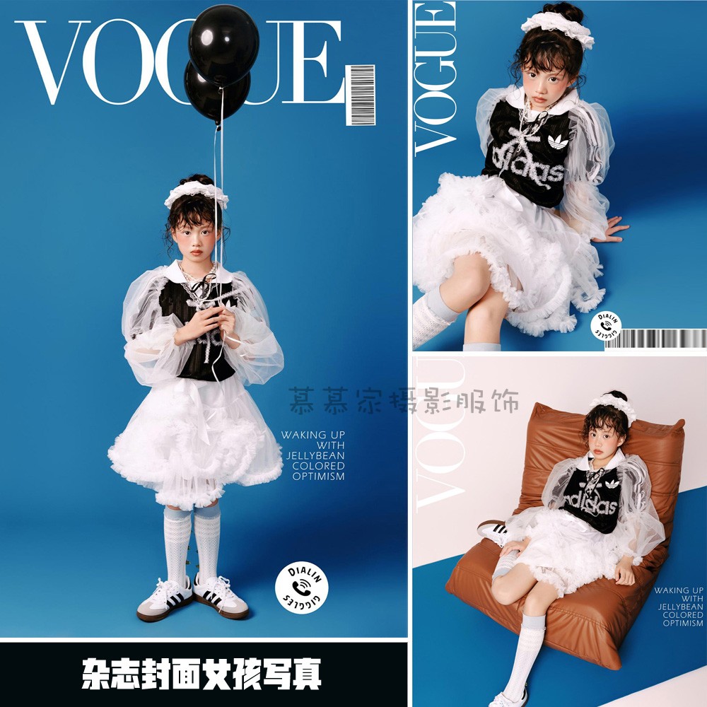 潮拍杂志封面女孩写真儿童摄影服
