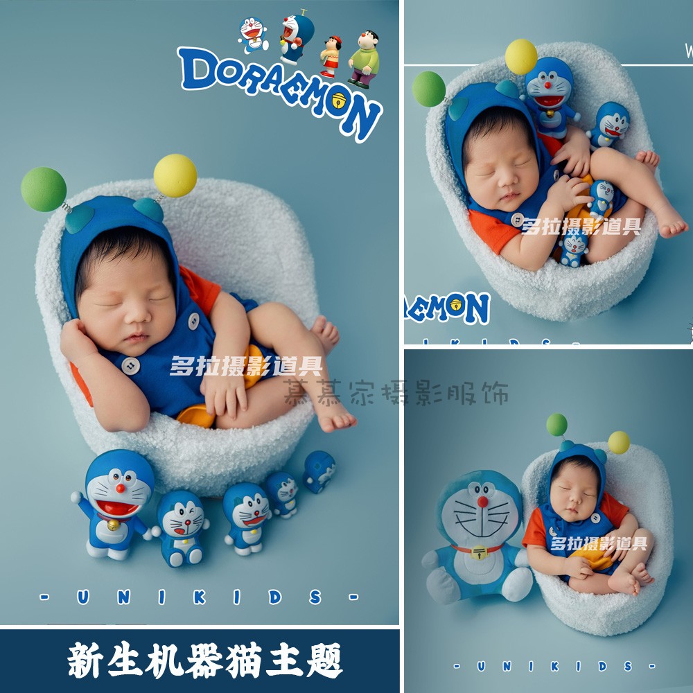 新生满月机器猫宝宝哆啦A梦主题