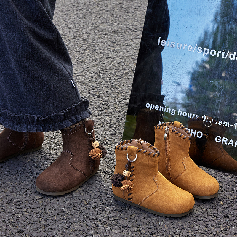 儿童马丁靴秋冬款加绒二棉女童靴