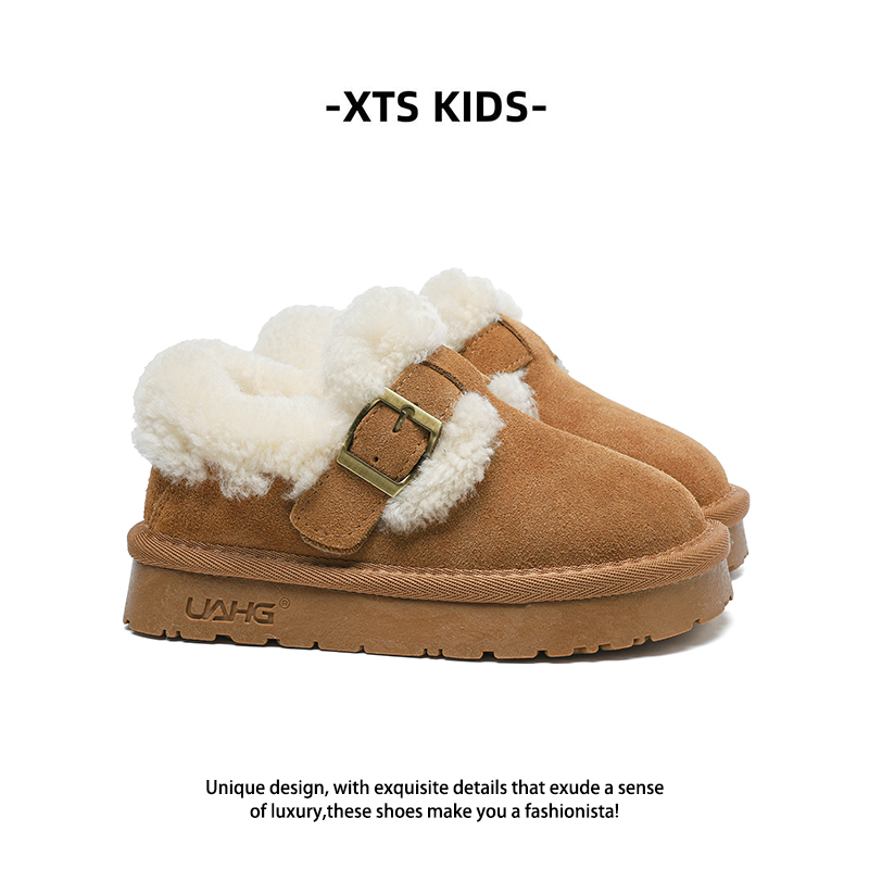 真皮羊毛儿童雪地靴女童勃肯鞋子