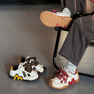 儿童拼色德训鞋春季新款魔术贴男童休闲运动鞋韩版百搭女童板鞋子