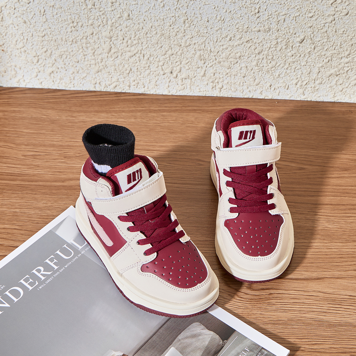 儿童真皮高帮板鞋男女童运动棉鞋