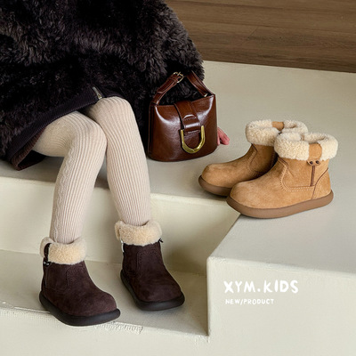 女童加绒加厚羊毛口雪地靴大棉鞋