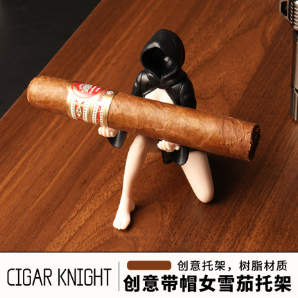 Cigarknight雪茄托架黑袍戴帽女桌面摆件茄托个性配件雪茄放置架