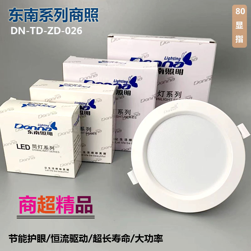 东南照明服装店大功率led筒灯超亮嵌入式天花灯孔灯洞灯品牌射灯