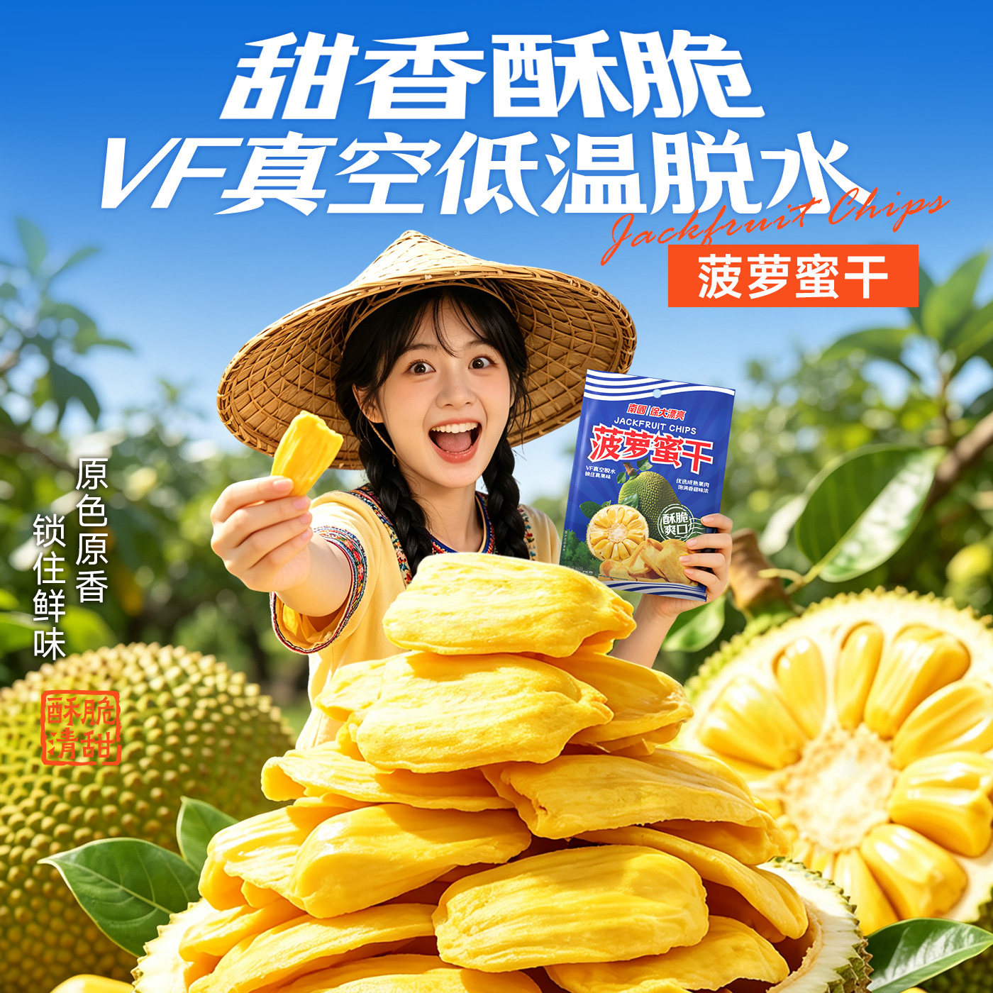海南特产南国菠萝蜜干水果干即食零食脆片果脯肉果蔬脆官方旗舰店