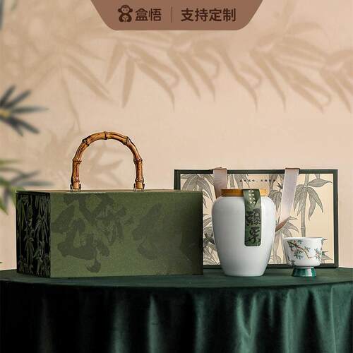 新款绿茶单双陶瓷罐茶叶包装盒