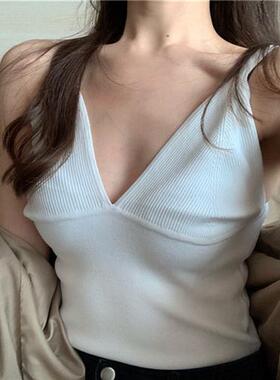 黑色吊带漏肚脐背心女欧美性感内搭无袖针织上衣夏季百搭打底外穿