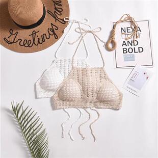 女装 泳衣性感刺绣泳装 文胸系带上衣泳装 时尚 波西米亚夏季 短款