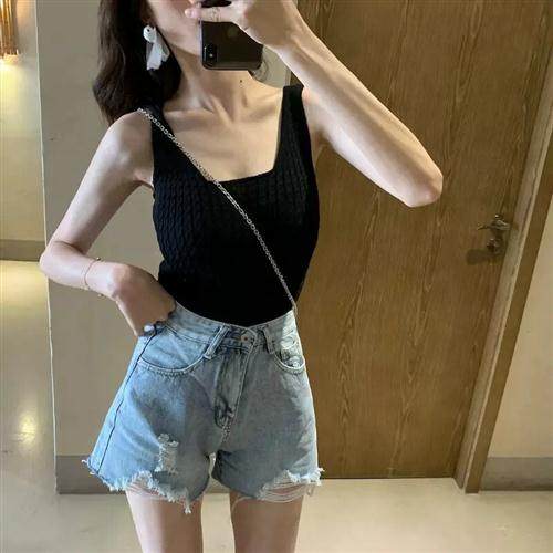 夏季新款慵懒百搭质感女性感短款外穿上衣无袖打底内搭露背吊带