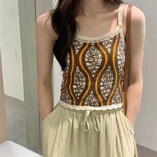 港风复古针织小吊带背心女夏季叠穿小众设计感显瘦高腰无袖所以潮