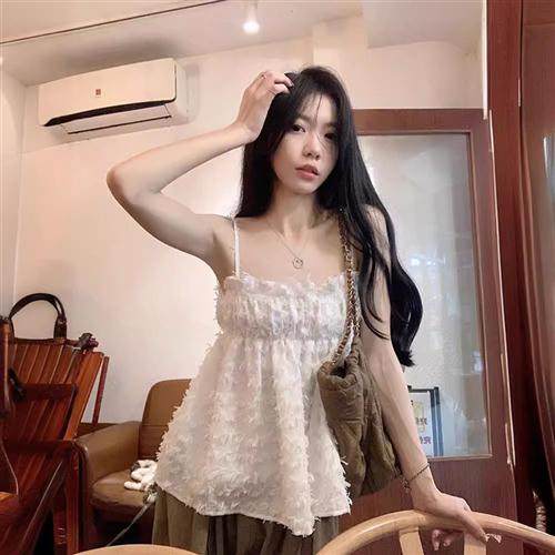夏季新款小香风洋气甜美短款抹胸上衣潮复古流苏设计感吊带背心女