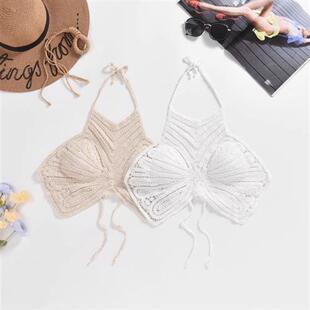 泳装 泳衣性感刺绣文胸系带上衣短款 女装 时尚 波西米亚风 夏季