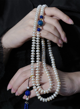 阿仅大漆珠珍珠女旗袍项链