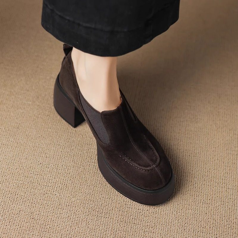增高厚底小个子绒面乐福鞋女2026新款高跟鞋气质高级不累脚松糕鞋,女鞋,松糕（摇摇）鞋,淘宝优惠券,粉丝福利购,淘宝优惠卷