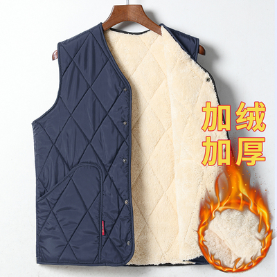 中老年马甲男加棉加厚中年坎肩爸爸冬季加绒马夹冬装老人保暖背心
