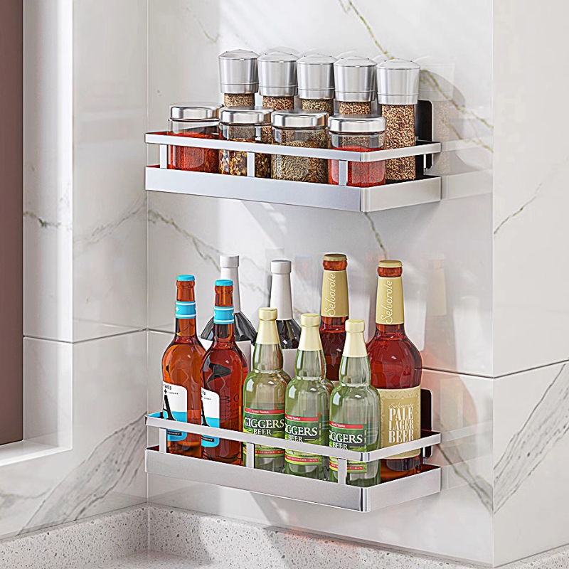 壁挂式免打孔调味品不锈钢厨房